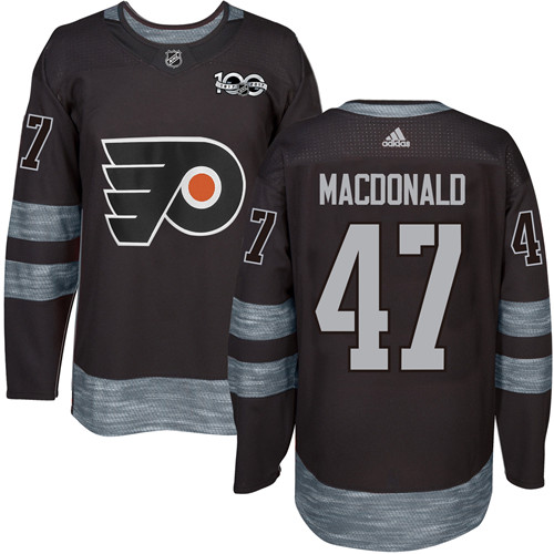 Men's Adidas Philadelphia Flyers #47 Andrew MacDonald Authentic Black 1917-2017 100th Anniversary NHL Jersey