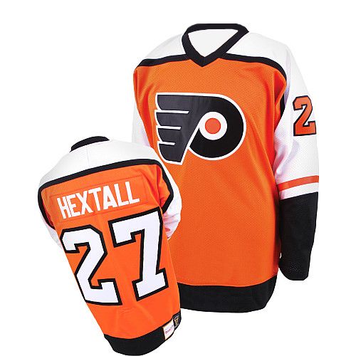 Men's Mitchell and Ness Philadelphia Flyers #27 Ron Hextall Premier Orange Throwback NHL Jersey