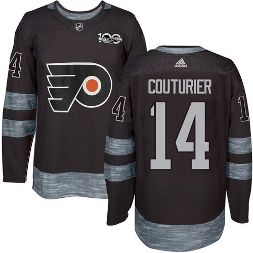 Men's Adidas Philadelphia Flyers #14 Sean Couturier Authentic Black 1917-2017 100th Anniversary NHL Jersey
