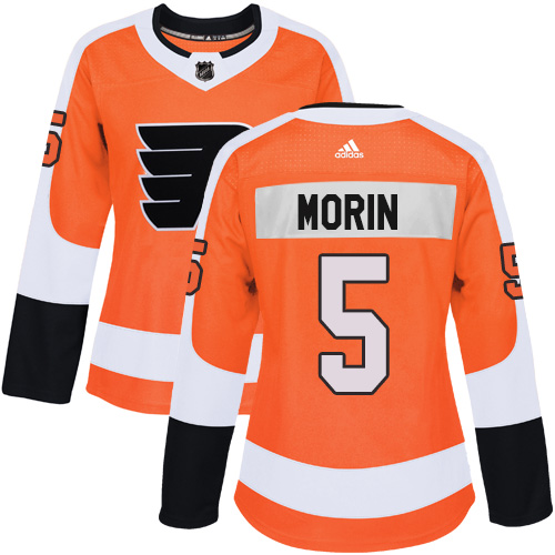 Women's Adidas Philadelphia Flyers #5 Samuel Morin Premier Orange Home NHL Jersey