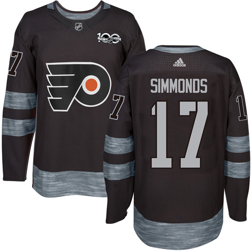 Men's Adidas Philadelphia Flyers #17 Wayne Simmonds Authentic Black 1917-2017 100th Anniversary NHL Jersey