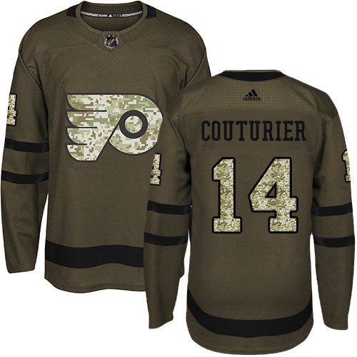 Men's Adidas Philadelphia Flyers #14 Sean Couturier Authentic Green Salute to Service NHL Jersey