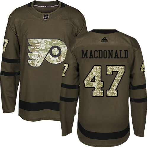 Men's Adidas Philadelphia Flyers #47 Andrew MacDonald Authentic Green Salute to Service NHL Jersey
