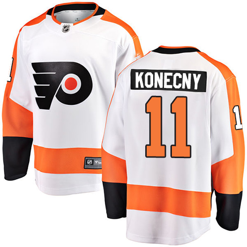 Men's Philadelphia Flyers #11 Travis Konecny Fanatics Branded White Away Breakaway NHL Jersey