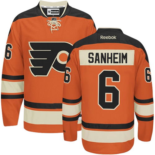 Men's Reebok Philadelphia Flyers #6 Travis Sanheim Premier Orange New Third NHL Jersey