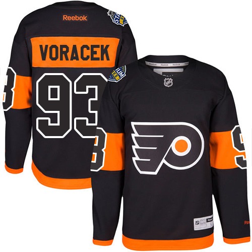 Men's Reebok Philadelphia Flyers #93 Jakub Voracek Premier Black 2017 Stadium Series NHL Jersey
