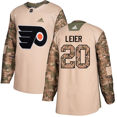 Youth Adidas Philadelphia Flyers #20 Taylor Leier Authentic Camo Veterans Day Practice NHL Jersey