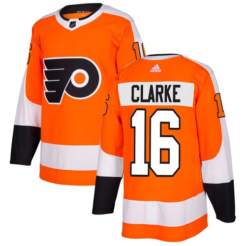 Youth Adidas Philadelphia Flyers #16 Bobby Clarke Premier Orange Home NHL Jersey