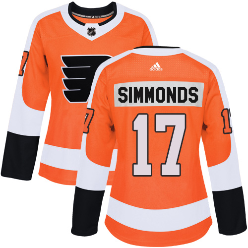 Women's Adidas Philadelphia Flyers #17 Wayne Simmonds Authentic Orange Home NHL Jersey