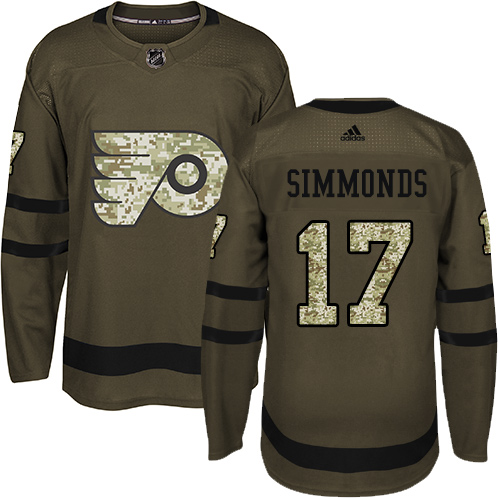 Youth Adidas Philadelphia Flyers #17 Wayne Simmonds Authentic Green Salute to Service NHL Jersey