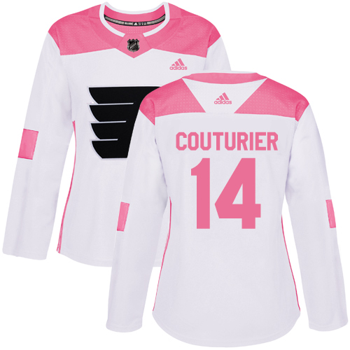 Women's Adidas Philadelphia Flyers #14 Sean Couturier Authentic White/Pink Fashion NHL Jersey