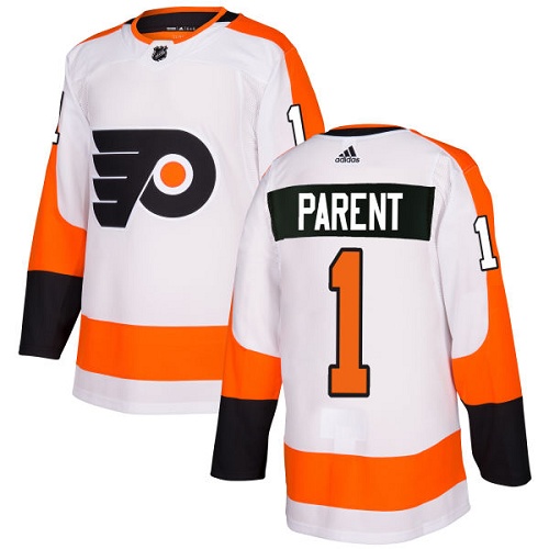 Youth Adidas Philadelphia Flyers #1 Bernie Parent Authentic White Away NHL Jersey