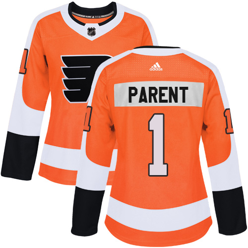 Women's Adidas Philadelphia Flyers #1 Bernie Parent Authentic Orange Home NHL Jersey