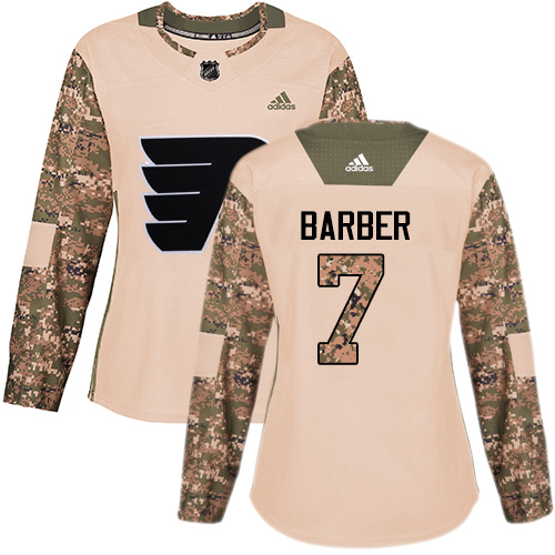 Women's Adidas Philadelphia Flyers #7 Bill Barber Authentic Camo Veterans Day Practice NHL Jersey