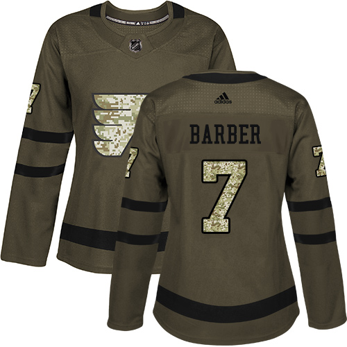 Women's Adidas Philadelphia Flyers #7 Bill Barber Authentic Green Salute to Service NHL Jersey