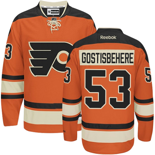 Women's Reebok Philadelphia Flyers #53 Shayne Gostisbehere Premier Orange New Third NHL Jersey