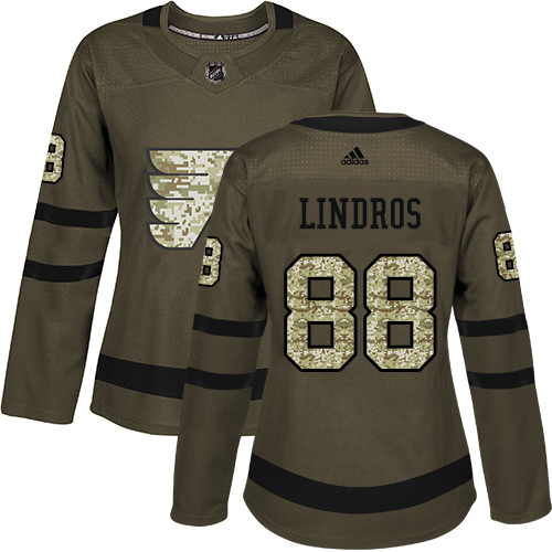 Women's Adidas Philadelphia Flyers #88 Eric Lindros Authentic Green Salute to Service NHL Jersey