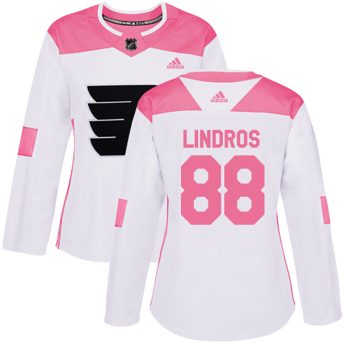 Women's Adidas Philadelphia Flyers #88 Eric Lindros Authentic White/Pink Fashion NHL Jersey