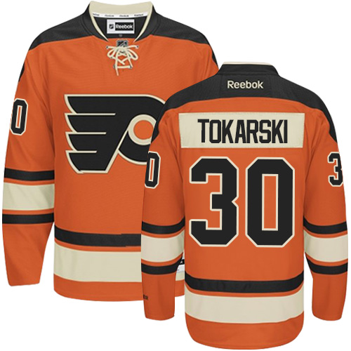Men's Reebok Philadelphia Flyers #30 Dustin Tokarski Premier Orange New Third NHL Jersey