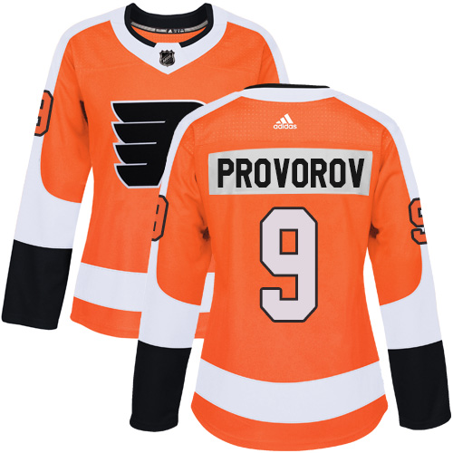 Women's Adidas Philadelphia Flyers #9 Ivan Provorov Authentic Orange Home NHL Jersey