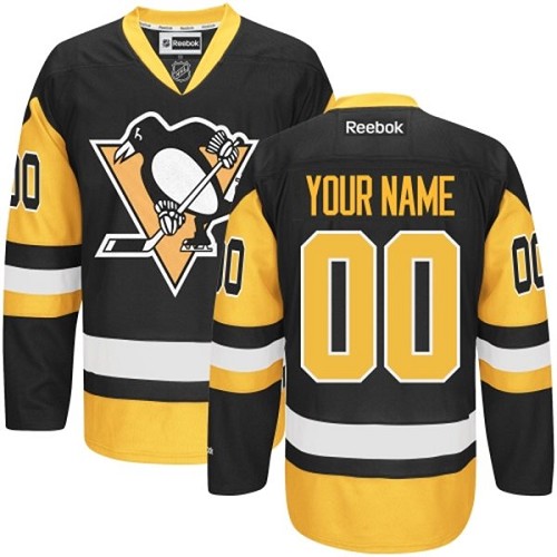 Men's Reebok Pittsburgh Penguins Customized Authentic Black/Gold Third NHL Jersey