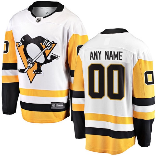 Men's Pittsburgh Penguins Customized Authentic White Away Fanatics Branded Breakaway NHL Jersey