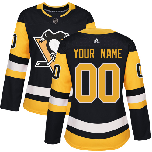 Women's Adidas Pittsburgh Penguins Customized Authentic Black Home NHL Jersey