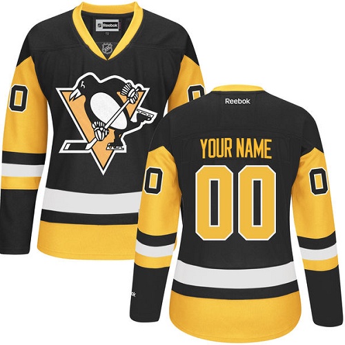 Women's Reebok Pittsburgh Penguins Customized Authentic Black/Gold Third NHL Jersey