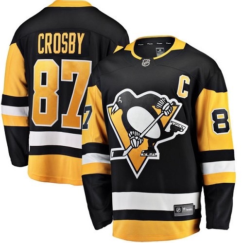 Men's Pittsburgh Penguins #87 Sidney Crosby Authentic Black Home Fanatics Branded Breakaway NHL Jersey
