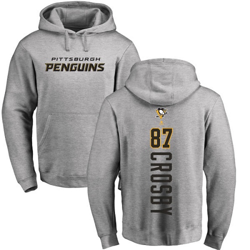NHL Adidas Pittsburgh Penguins #87 Sidney Crosby Ash Backer Pullover Hoodie