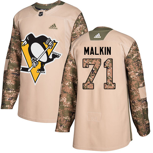 Men's Adidas Pittsburgh Penguins #71 Evgeni Malkin Authentic Camo Veterans Day Practice NHL Jersey