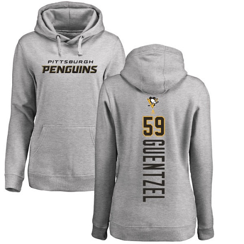 NHL Women's Adidas Pittsburgh Penguins #59 Jake Guentzel Ash Backer Pullover Hoodie