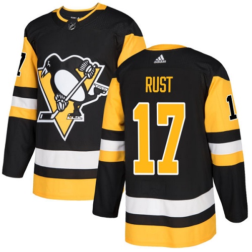 Men's Adidas Pittsburgh Penguins #17 Bryan Rust Authentic Black Home NHL Jersey