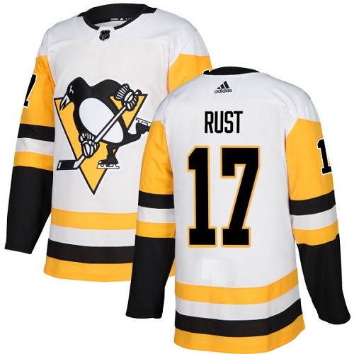 Men's Adidas Pittsburgh Penguins #17 Bryan Rust Authentic White Away NHL Jersey