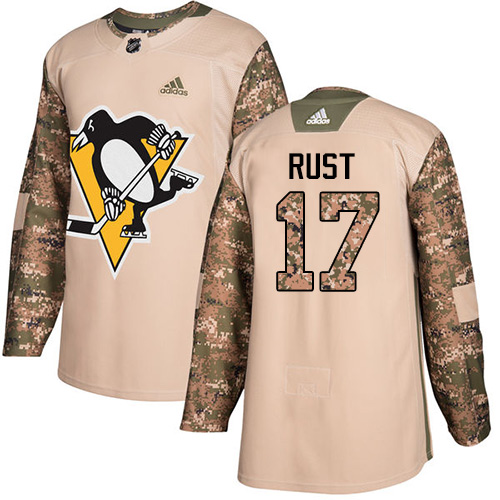 Men's Adidas Pittsburgh Penguins #17 Bryan Rust Authentic Camo Veterans Day Practice NHL Jersey