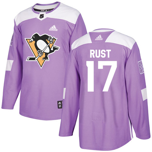 Youth Adidas Pittsburgh Penguins #17 Bryan Rust Authentic Purple Fights Cancer Practice NHL Jersey