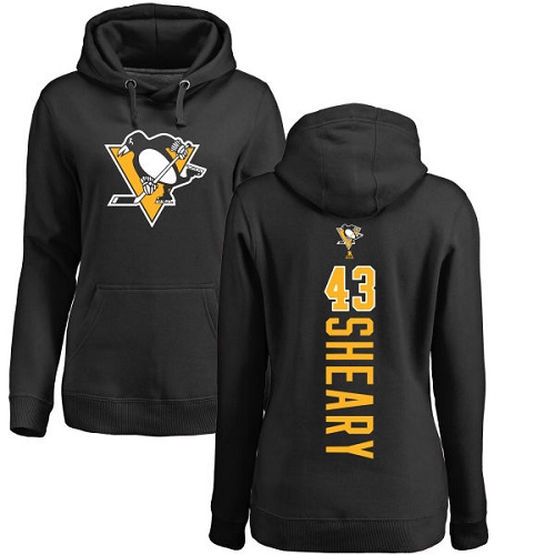NHL Women's Adidas Pittsburgh Penguins #43 Conor Sheary Black Backer Pullover Hoodie
