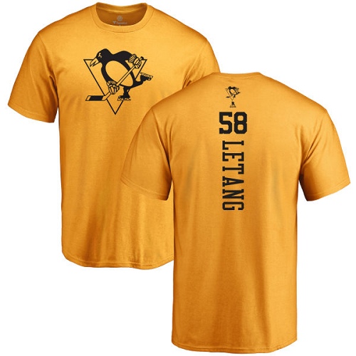 NHL Adidas Pittsburgh Penguins #58 Kris Letang Gold One Color Backer T-Shirt