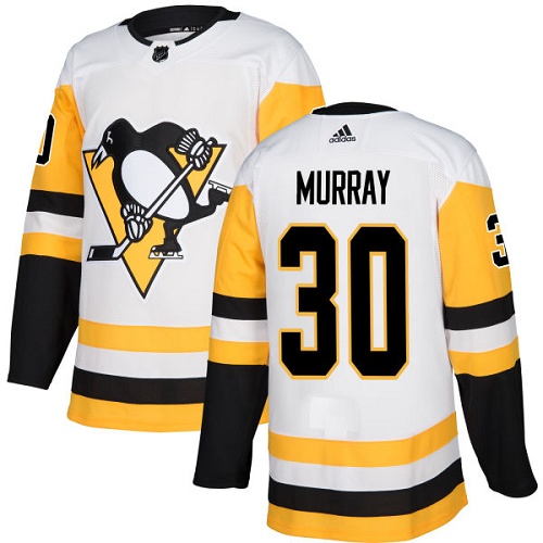 Youth Adidas Pittsburgh Penguins #30 Matt Murray Authentic White Away NHL Jersey