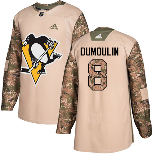 Men's Adidas Pittsburgh Penguins #8 Brian Dumoulin Authentic Camo Veterans Day Practice NHL Jersey