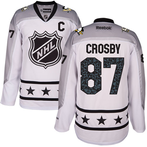 Men's Reebok Pittsburgh Penguins #87 Sidney Crosby Premier White Metropolitan Division 2017 All-Star NHL Jersey