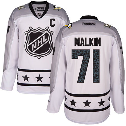 Men's Reebok Pittsburgh Penguins #71 Evgeni Malkin Authentic White Metropolitan Division 2017 All-Star NHL Jersey