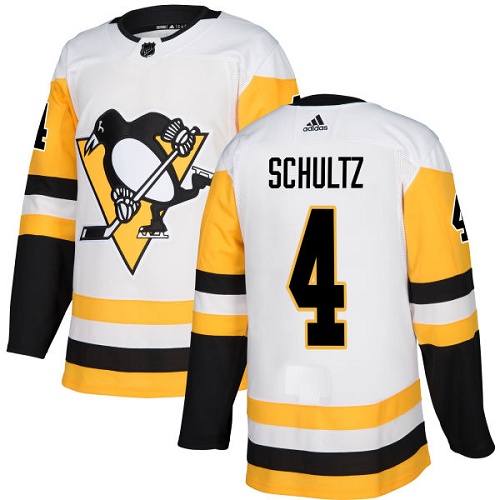 Men's Adidas Pittsburgh Penguins #4 Justin Schultz Authentic White Away NHL Jersey