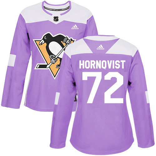 Women's Adidas Pittsburgh Penguins #72 Patric Hornqvist Authentic Purple Fights Cancer Practice NHL Jersey
