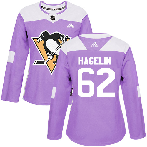 Women's Adidas Pittsburgh Penguins #62 Carl Hagelin Authentic Purple Fights Cancer Practice NHL Jersey