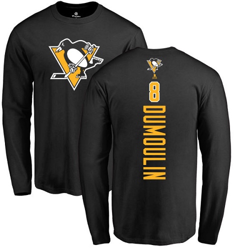 NHL Adidas Pittsburgh Penguins #8 Brian Dumoulin Black Backer Long Sleeve T-Shirt