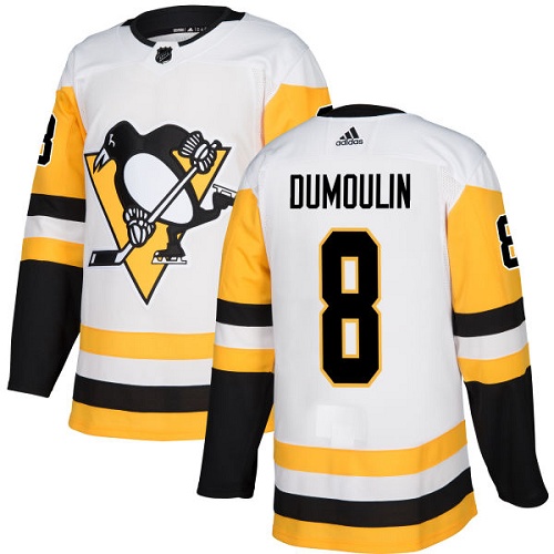 Youth Adidas Pittsburgh Penguins #8 Brian Dumoulin Authentic White Away NHL Jersey