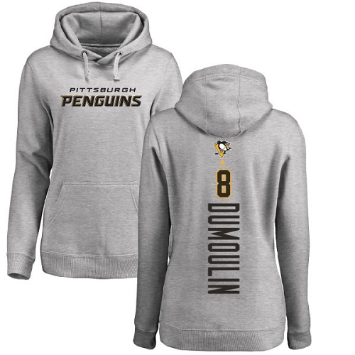 NHL Women's Adidas Pittsburgh Penguins #8 Brian Dumoulin Ash Backer Pullover Hoodie