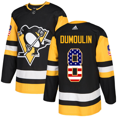 Men's Adidas Pittsburgh Penguins #8 Brian Dumoulin Authentic Black USA Flag Fashion NHL Jersey