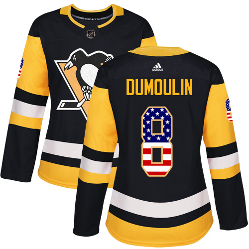Women's Adidas Pittsburgh Penguins #8 Brian Dumoulin Authentic Black USA Flag Fashion NHL Jersey